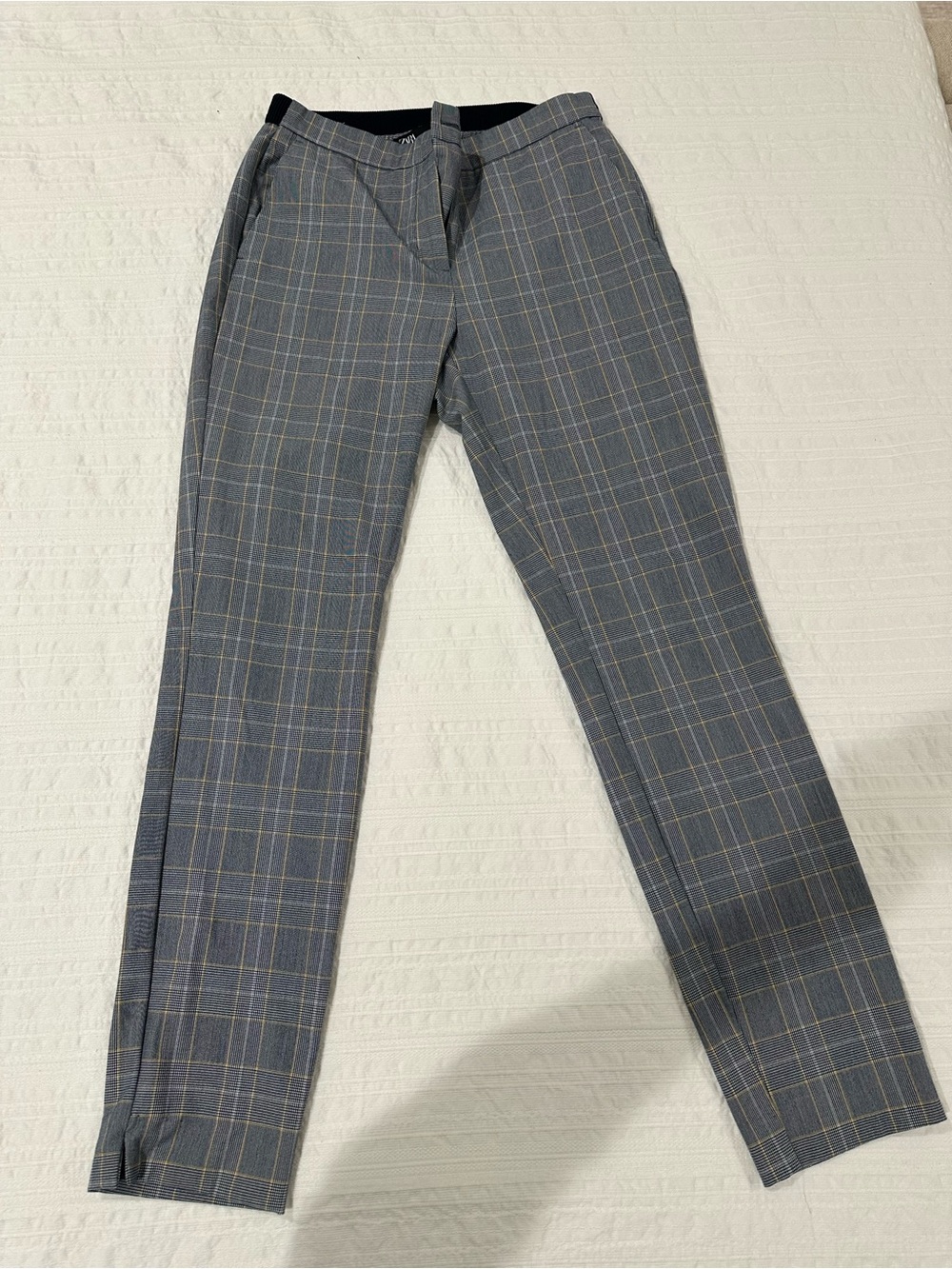 Zara Women's Blue-Gray Plaid Dress Pants